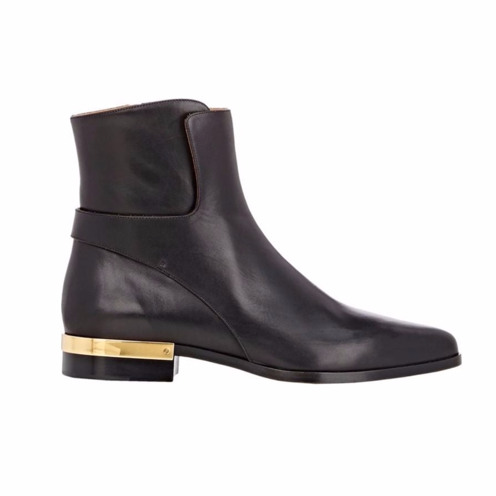 Chloe Leather Plated Gold Heel Boots NEW Size 39